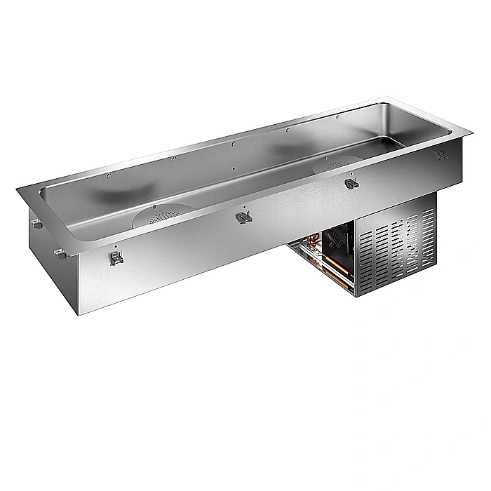 Drop-in<br>Vasca refrigerata da incasso statica con ventola per 6 bacinelle GN