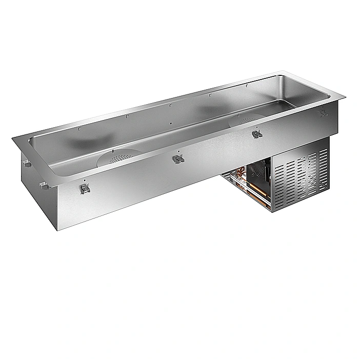 Drop-in<br>Vasca refrigerata da incasso statica con ventola per 6 bacinelle GN