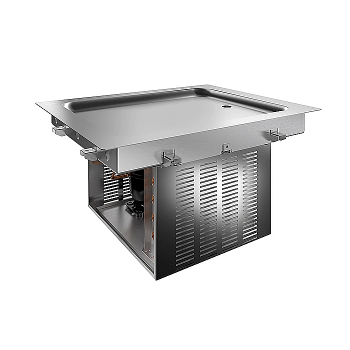 Drop-in<br>Piano refrigerato da incasso in acciaio inox per 2 bacinelle GN