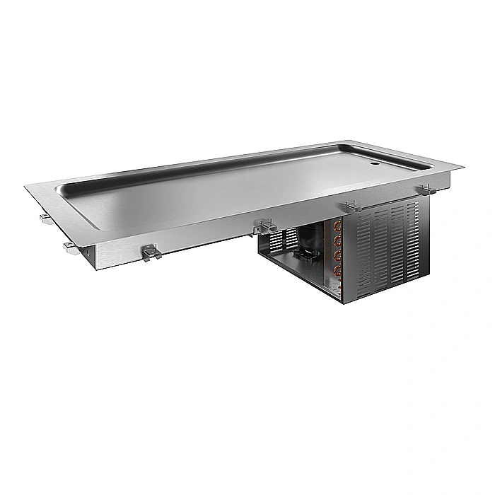 Drop-in<br>Piano refrigerato da incasso in acciaio inox per 4 bacinelle GN