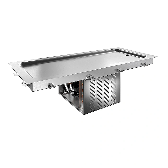 Drop-in<br>Piano refrigerato da incasso in acciaio inox per 4 bacinelle GN