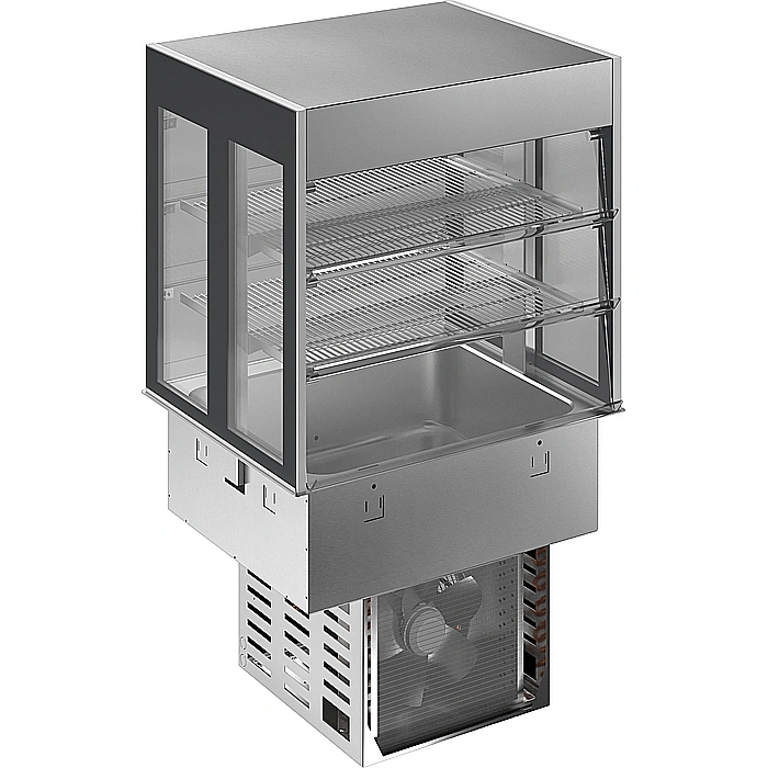 Drop-in<br>Vasca refrigerata da incasso con vetrina refrigerata, compatta, per 2 bacinelle GN
