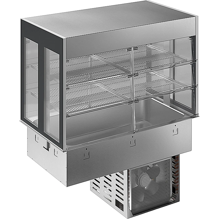 Drop-in<br>Vasca refrigerata da incasso con vetrina refrigerata, compatta, per 3 bacinelle GN