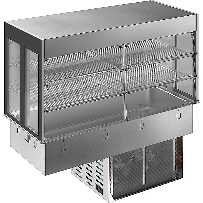 Drop-in<br>Vasca refrigerata da incasso con vetrina refrigerata, compatta, per 4 bacinelle GN