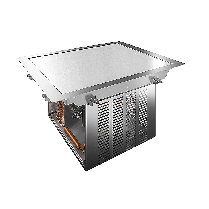 Drop-in<br>Piano refrigerato da incasso in quarzo per 2 bacinelle GN