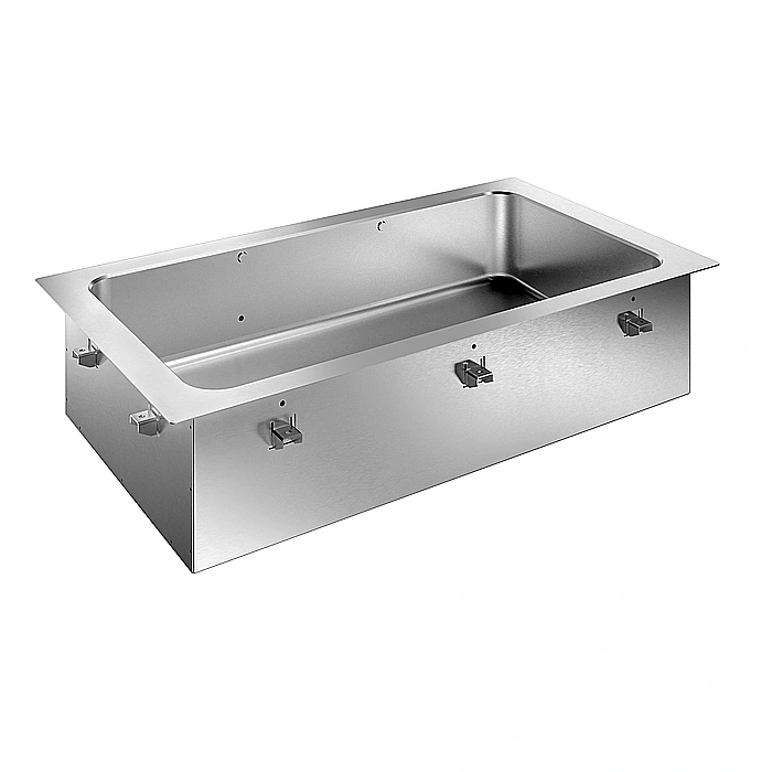 Drop-in<br>Vasca refrigerata da incasso statica per 3 bacinelle GN, predisposta per gruppo remoto