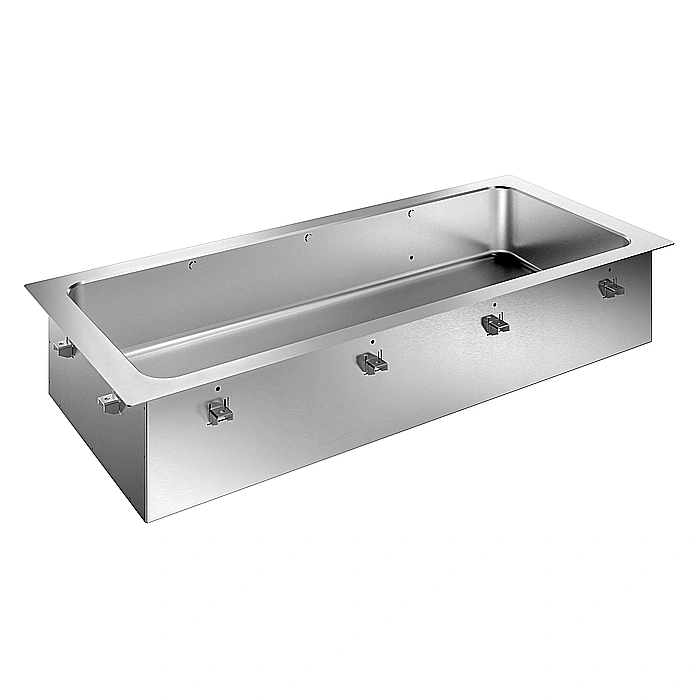 Drop-in<br>Vasca refrigerata da incasso statica per 4 bacinelle GN, predisposta per gruppo remoto