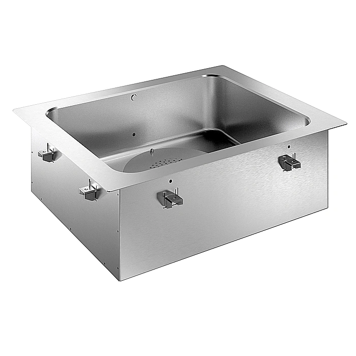 Drop-in<br>Vasca refrigerata da incasso statica, con ventola, per 2 bacinelle GN, predisposta per gruppo remoto