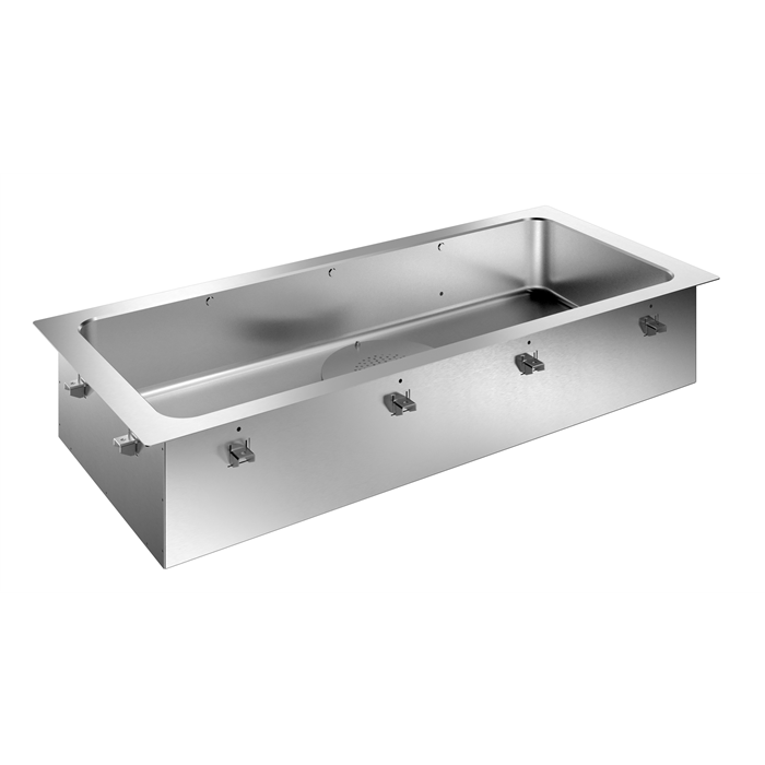 Drop-in<br>Vasca refrigerata da incasso, statica con ventola, con una vasca 4 GN, predisposta per gruppo remoto