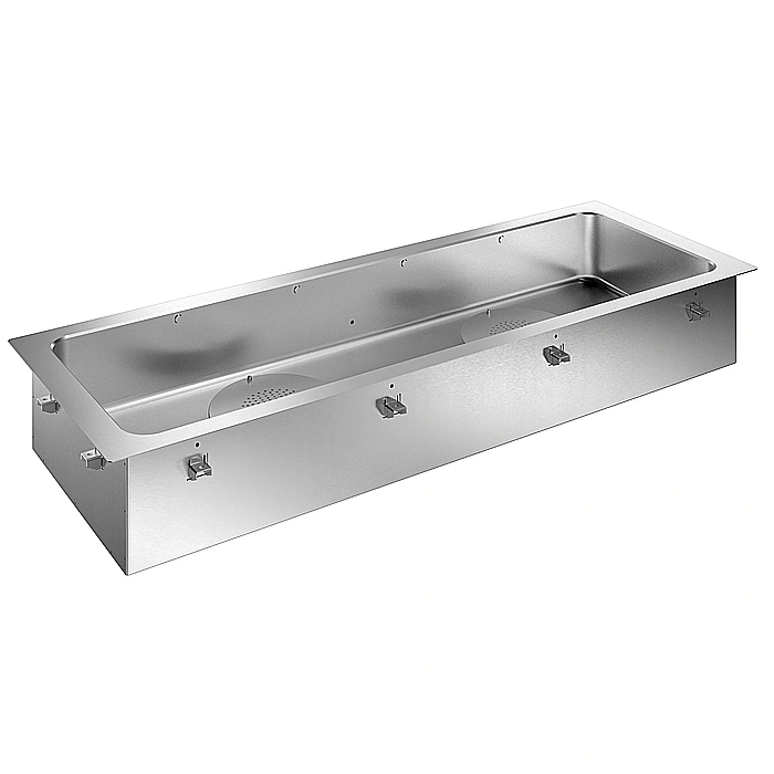 Drop-in<br>Vasca refrigerata da incasso, statica con ventola, per 5 bacinelle GN, predisposta per gruppo remoto