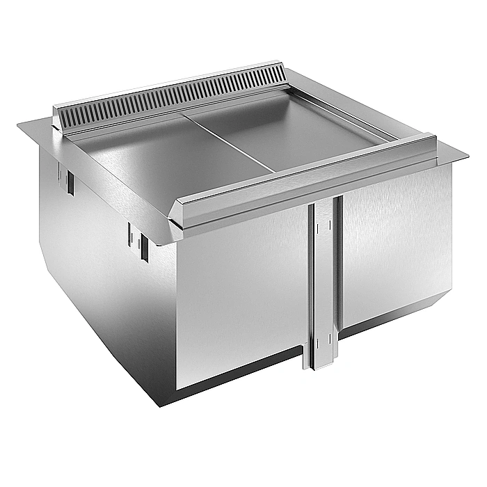 Drop-in<br>Vasca refrigerata da incasso ventilata per 2 bacinelle GN, predisposta per gruppo remoto
