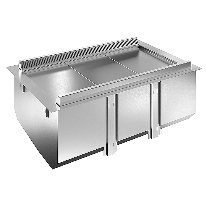 Drop-in<br>Vasca refrigerata da incasso ventilata per 3 bacinelle GN, predisposta per gruppo remoto