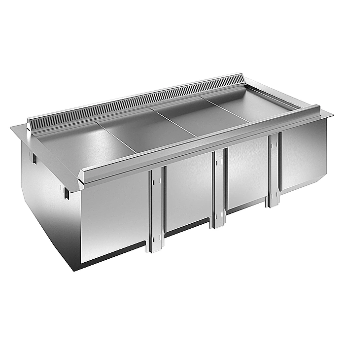 Drop-in<br>Vasca refrigerata da incasso ventilata per 4 bacinelle GN, predisposta per gruppo remoto