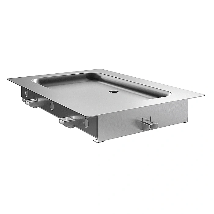 Drop-in<br>Piano refrigerato da incasso in acciaio inox per 1 bacinella GN, predisposto per gruppo remoto
