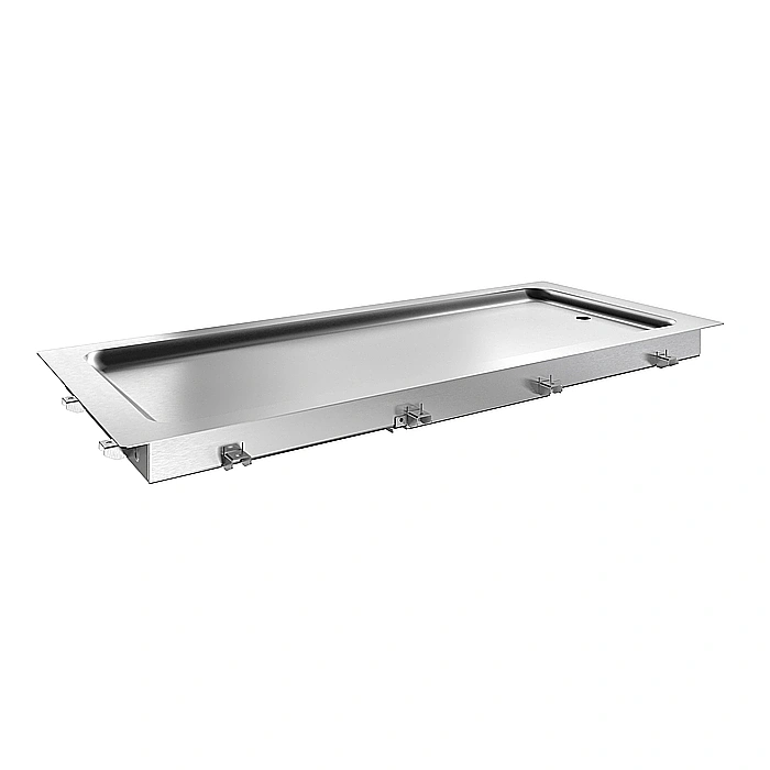 Drop-in<br>Piano refrigerato da incasso in acciaio inox per 4 bacinelle GN, predisposto per gruppo remoto