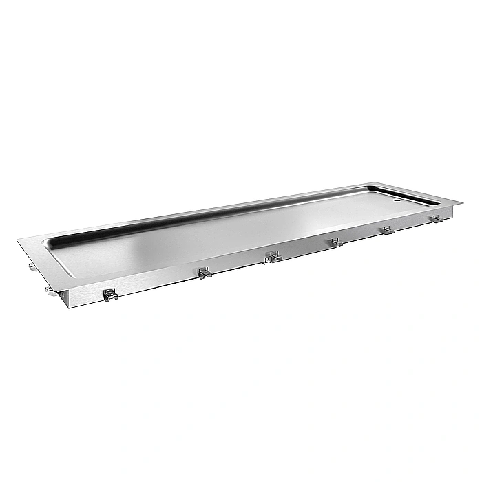 Drop-in<br>Piano refrigerato da incasso in acciaio inox per 6 bacinelle GN, predisposto per gruppo remoto