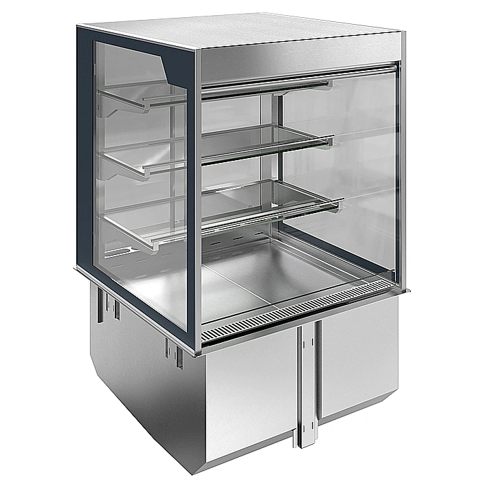 Drop-in<br>Vasca refrigerata da incasso con vetrina refrigerata squadrata, per servizio 4 ore, 2 GN