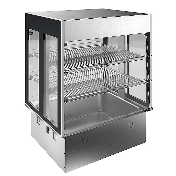 Drop-in<br>Vasca refrigerata da incasso con vetrina refrigerata, compatta,2 GN, predisposta per gruppo remoto