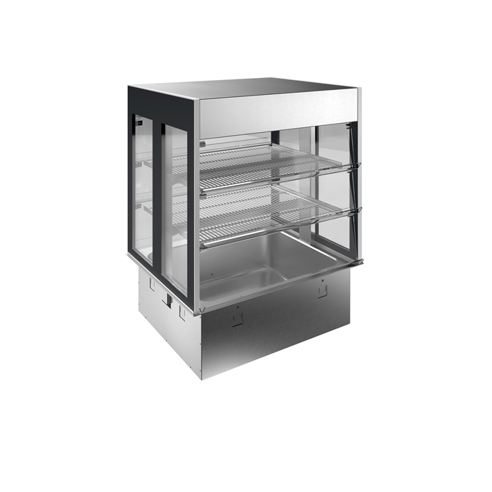 Drop-in<br>Vasca refrigerata da incasso con vetrina refrigerata, compatta, 2 GN, predisposta per gruppo remoto