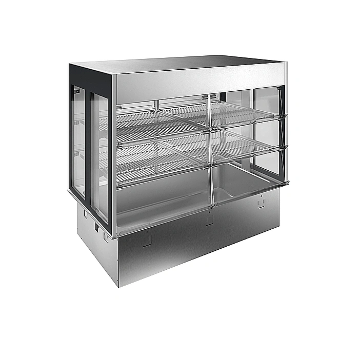 Drop-in<br>Vasca refrigerata da incasso con vetrina refrigerata, compatta, 3 GN, predisposta per gruppo remoto