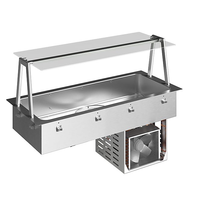Drop-in<br>Pozzo refrigerato da incasso, statico con ventilatore (capacità 4 GN) e ripiano superiore A