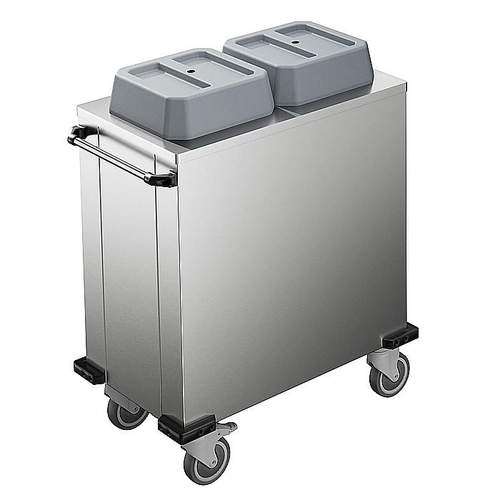 Carrelli di servizio<br>Carrello distributore piatti a due cilindri neutri, diametro piatto 180-300 mm