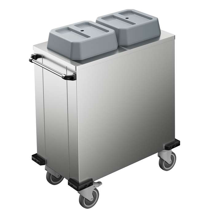 Carrelli di servizio<br>Carrello distributore piatti a due cilindri neutri, diametro piatto 180-300 mm