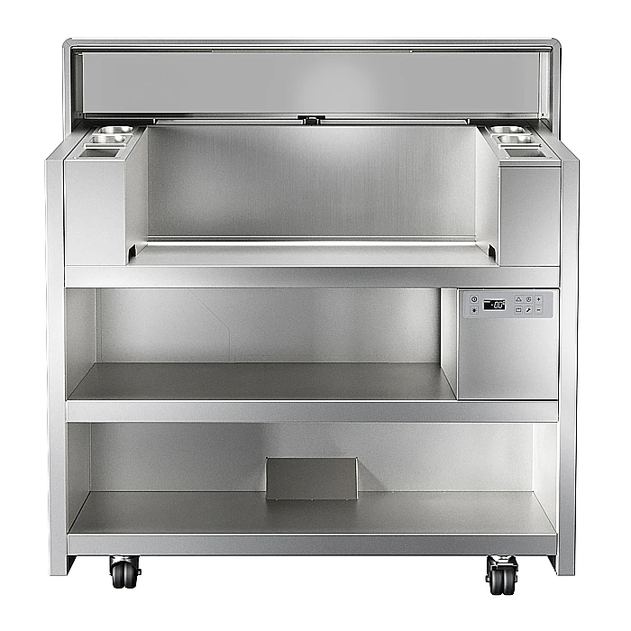 Plug In<br>Easy CookingPRO, su ruote, per 2 funzioni di cottura da banco, 2 prese monofase e 2 trifase