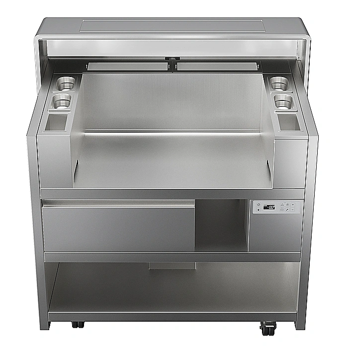 Plug In<br>Easy CookingPRO, su ruote, per 2 funzioni di cottura da banco, con cassetto refrigerato