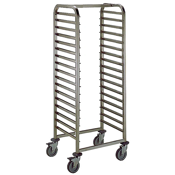 Carrelli di servizio<br>Carrello con guide per 17 bacinelle da 530x400mm