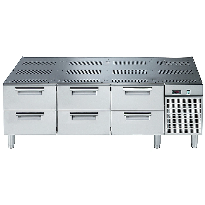 Gamma cottura modulare<br>Base refrigerata con 6 cassetti GN 1/1, -2/+10°C, da 1600 mm, gas R290