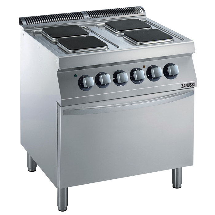 Modular Cooking Range Line<br>EVO700 4-Hot Square Plates Electric Boiling Top Range on Electric Oven