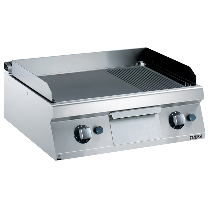 Modular Cooking Range Line<br>EVO700 800mm Gas Fry Top, Smooth and Ribbed Brushed Chrome Plate