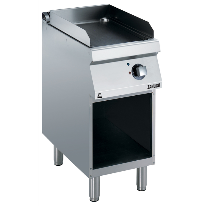 Modular Cooking Range Line<br>EVO700 400mm Electric Fry Top, Smooth Brushed Chrome Plate with Open base