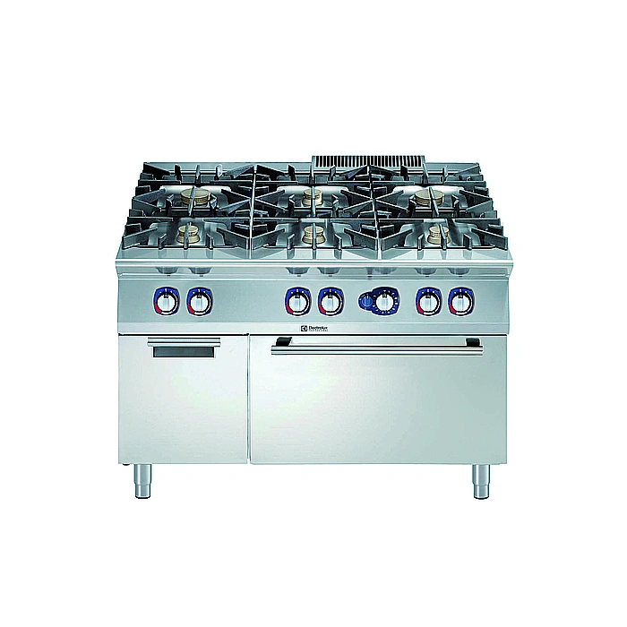 Gamma cottura modulare<br>900XP  Cucina a gas 6 fuochi su forno a gas statico e vano armadiato