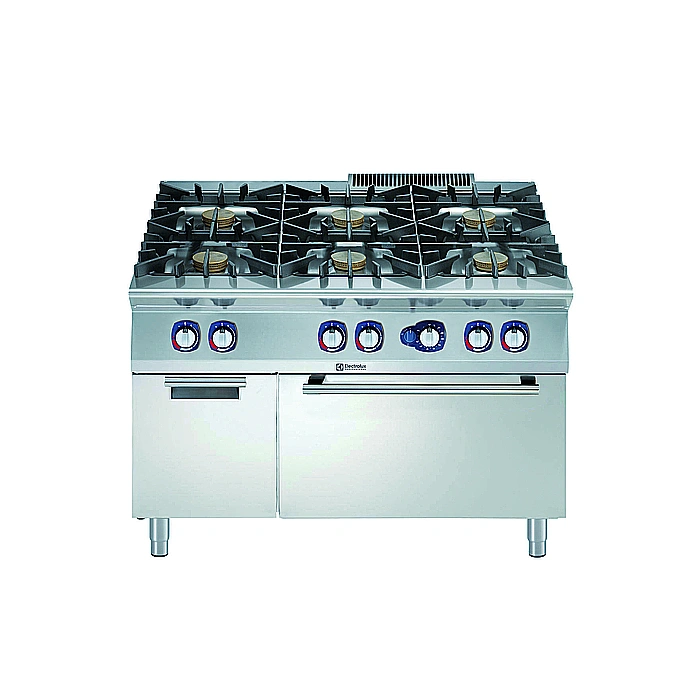 Gamma cottura modulare<br>900XP Cucina a gas 6 fuochi su forno a gas statico e vano armadiato