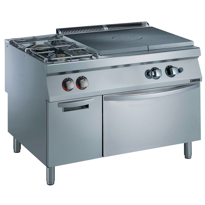 Modular Cooking Range Line<br>EVO900 Gas Solid Top on Gas Oven with 2 Burners on cupboard