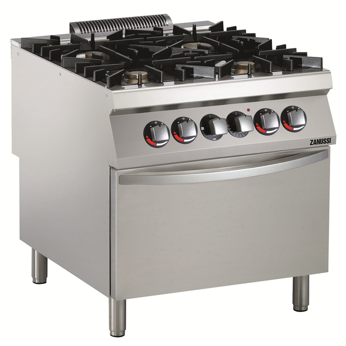 Gamma cottura modulare<br>EVO900 Cucina a gas 4 fuochi su forno elettrico