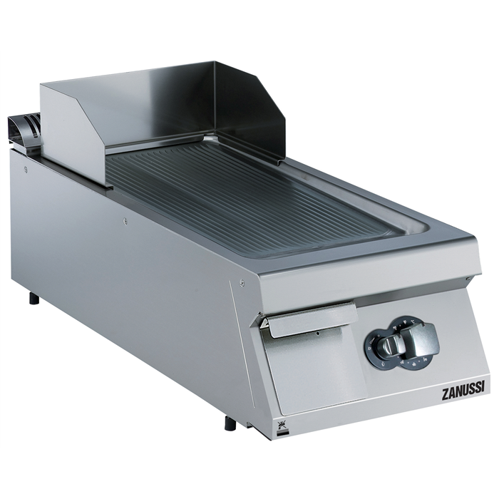 Modular Cooking Range Line<br>EVO900 400mm Gas Fry Top, Ribbed Brushed Chrome Sloped Plate