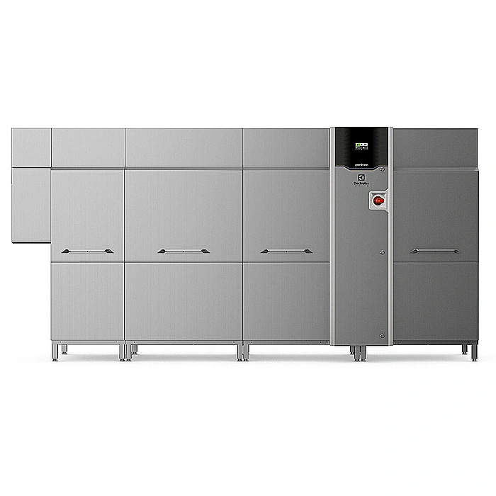 Lavaggio Stoviglie<br>Lavastoviglie cesto trascinato green&clean da 300 cesti/ora, elettrica, con ESD