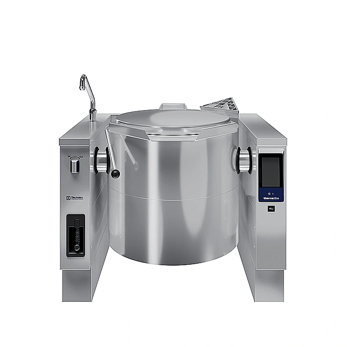 <br>Pentola a gas basculante 100 lt. (h), carico automatico acqua calda/fredda con rubinetto, doccetta, kit di chiusura posteriore