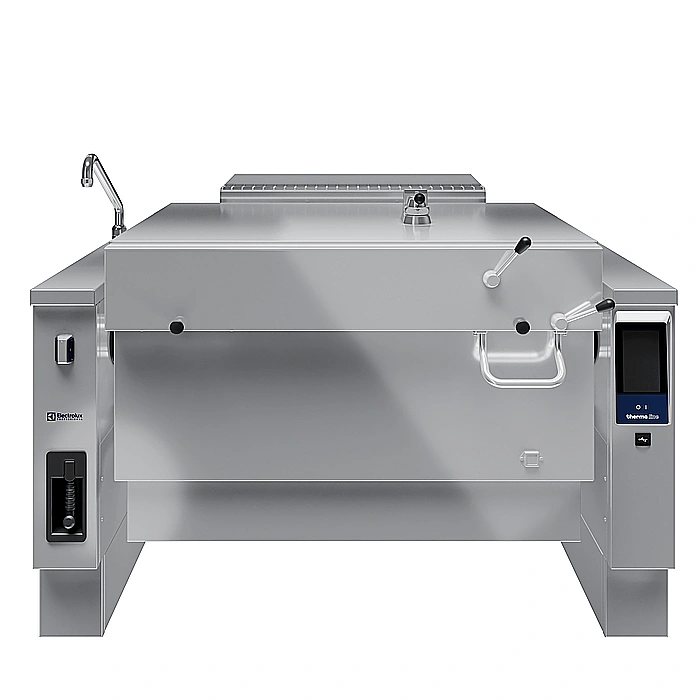 <br>Brasiera a gas basculante a pressione, 170 lt. (h), con funzione condensa vapore e sonda di temperatura, carico automatico acqua calda/fredda con rubinetto, doccetta, kit di chiusura posteriore.