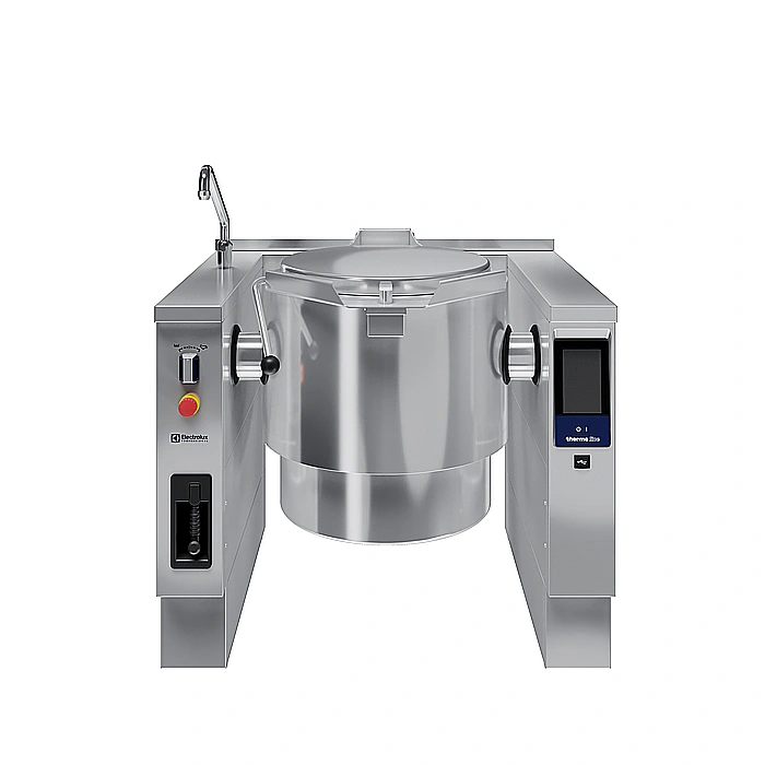 <br>Pentola elettrica basculante, predisposta per il mescolatore, 60 lt. (h), carico automatico acqua calda/fredda con rubinetto, doccetta, kit di chiusura posteriore