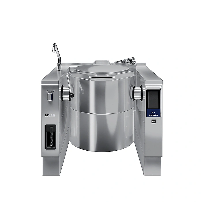 <br>Pentola a gas basculante 60 lt. (h), carico automatico acqua calda/fredda con rubinetto, doccetta, kit di chiusura posteriore.