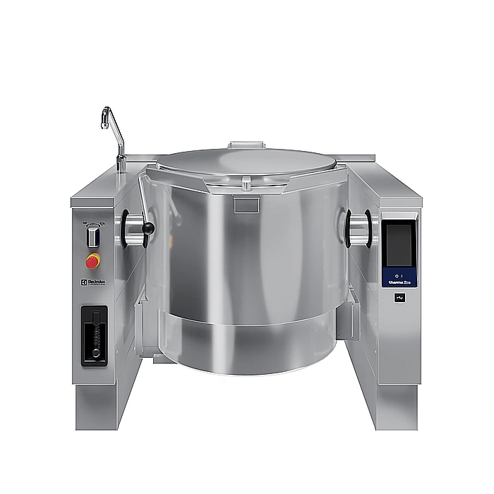 <br>Pentola elettrica basculante, con mescolatore incluso a velocità variabile, 150 lt. (h), carico automatico acqua calda/fredda con rubinetto, doccetta, kit di chiusura posteriore.