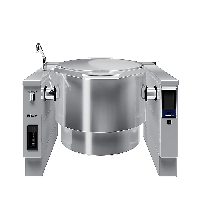 <br>Pentola elettrica basculante 200 lt. (h), carico automatico acqua calda/fredda con rubinetto, doccetta, kit di chiusura posteriore.