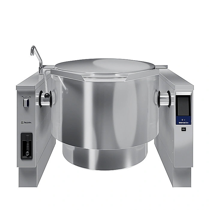 <br>Pentola elettrica basculante 300 lt. (h), carico automatico acqua calda/fredda con rubinetto, doccetta, kit di chiusura posteriore.