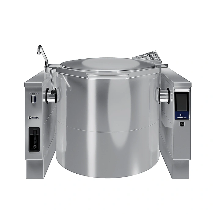 <br>Pentola a gas basculante 300 lt. (h), carico automatico acqua calda/fredda con rubinetto, doccetta, kit di chiusura posteriore.