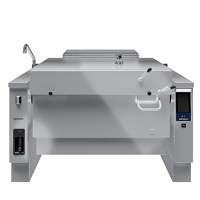<br>Brasiera a gas basculante a pressione, 170 lt. (h), con funzione condensa vapore e sonda di temperatura, carico automatico acqua calda/fredda con rubinetto, doccetta, kit di chiusura posteriore.