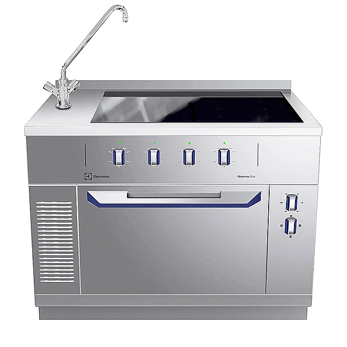 Modular Cooking<br>Hel häll induktion (zonfri) på statisk ugn, blandare till vänster, 1200 mm, betjänas från 1 sida med
